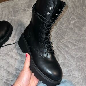 Madden Girl Black Lace-Up Boots